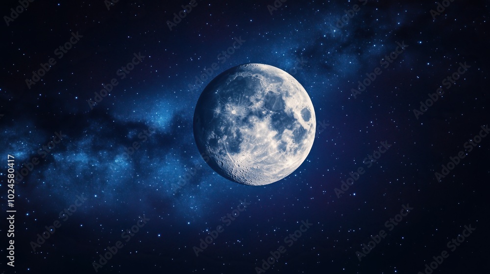 Photo full moon in night sky beautiful galaxies background Photo full moon in night sky beautiful galaxies background