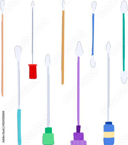 sterile swab set cartoon. infection cleanliness, laboratory medical, microbiology diagnostics sterile swab sign. isolated symbol vector illustration