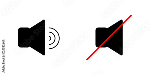 Vector illustration. Set of volume sound icons. Different signal levels on white background. 