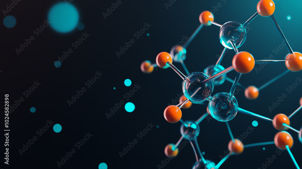 A vibrant molecular structure in a dynamic background, showcasing atoms and bonds, representing the essence of chemical composition and interactions