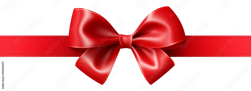Shiny red ribbon bow isolated on transparent or white background, png Shiny red ribbon bow isolated on transparent or white background, png