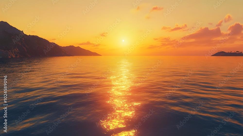 Fototapeta premium 30. A warm sunset over a calm sea