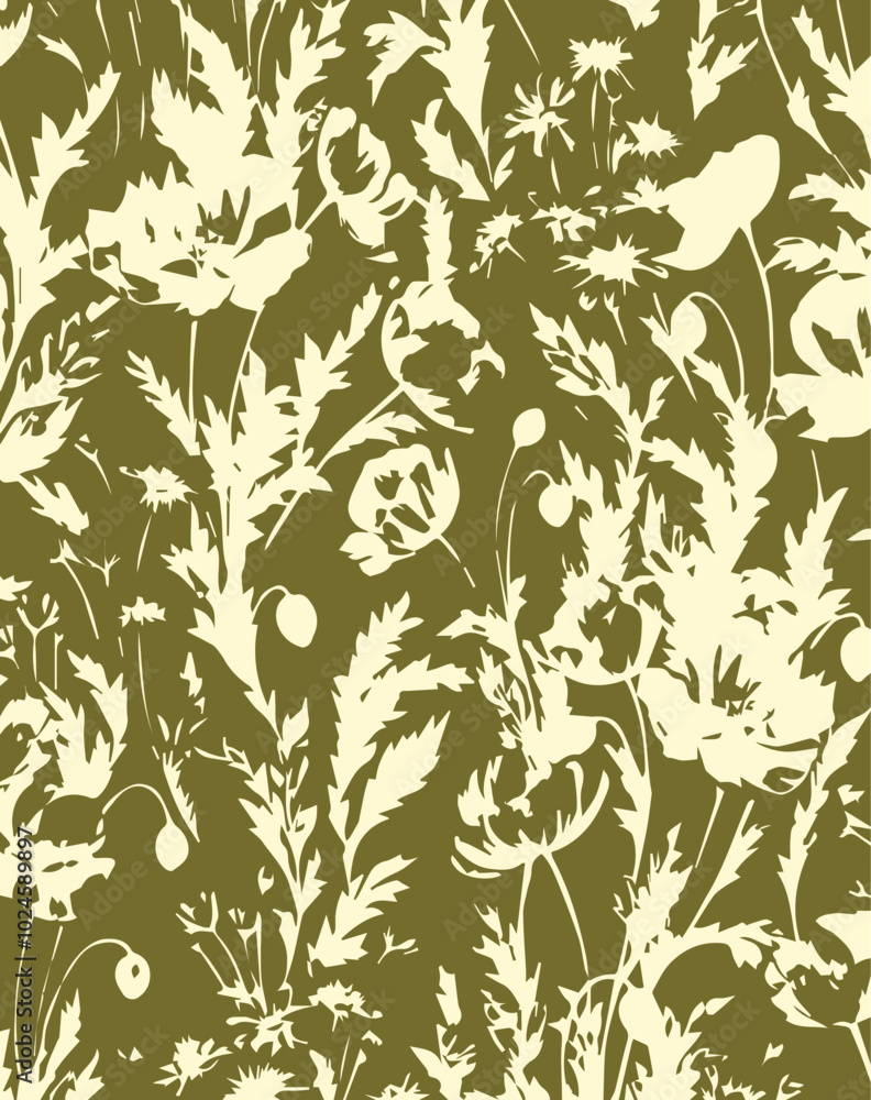 Fototapeta premium Big flowers pattern, upscale floral pattern. graphical textures floral, trendy colors pattern , flowers background with leaves. vector illustration,tropical,monochrome, abstract print