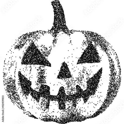 Creepy Halloween eye collage element with vintage stippling photocopy effect. Retro vector illustration for psychedelic surreal poster, with experimental grunge dotted texture