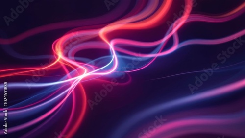 Abstract Neon Light Trails on Dark Background 