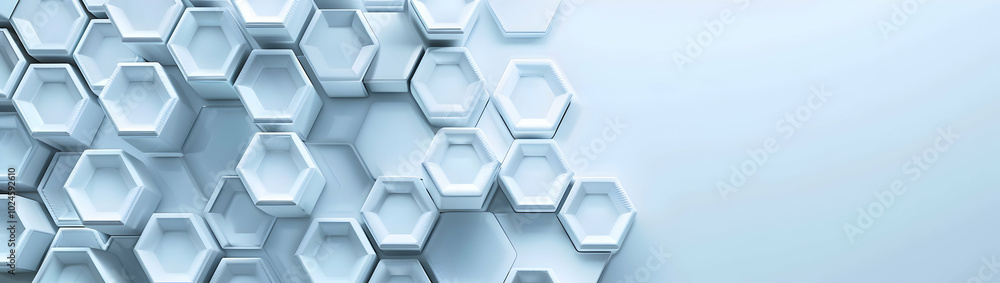 Abstract white background with a hexagonal pattern, a technology concept banner design Abstract white background with a hexagonal pattern, a technology concept banner design