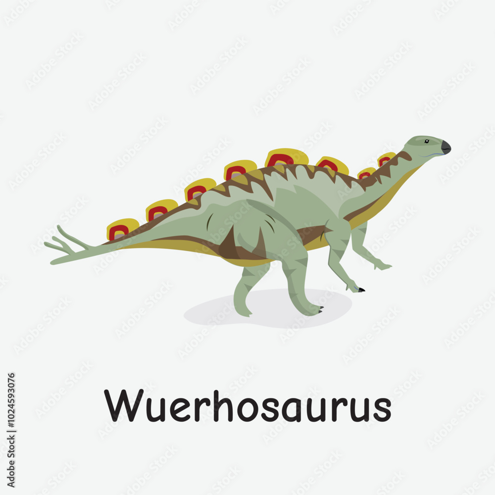 Fototapeta premium Wuerhosaurus Dinosaur Vector Illustration with Stegosaur Features