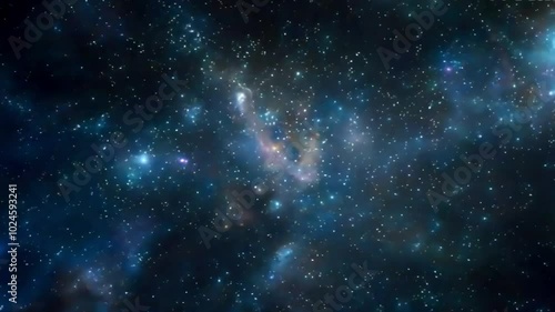 Move the camera deep into cosmic space among stars, nebula and stardust.
