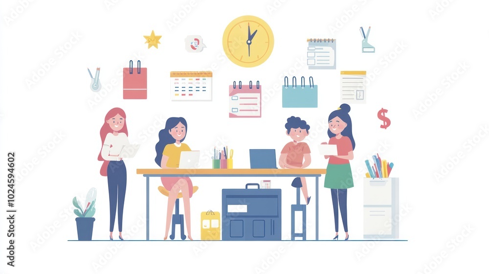 Office Teamwork Illustration Office Teamwork Illustration
