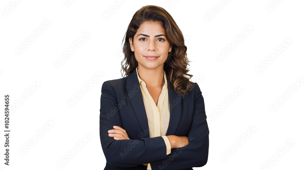 A beautiful smiling hispanic businesswoman in suit standing on transparent background PNG.
A beautiful smiling hispanic businesswoman in suit standing on transparent background PNG.