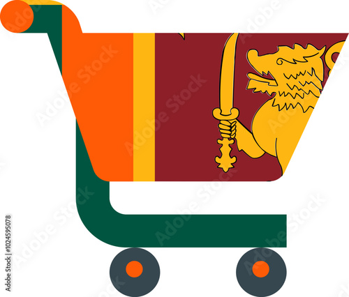 Sri Lanka flag on Cart icon