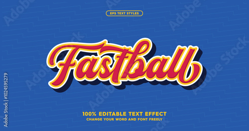 Fastball: A stylish baseball-inspired font effect. Fully editable text for a dynamic and sporty look.