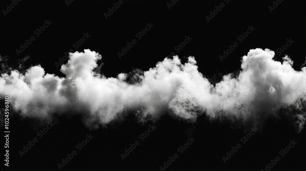 Soft white clouds floating against a dark sky in a serene and tranquil setting Soft white clouds floating against a dark sky in a serene and tranquil setting