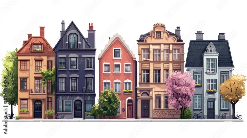 Naklejka premium Charming Row of Houses