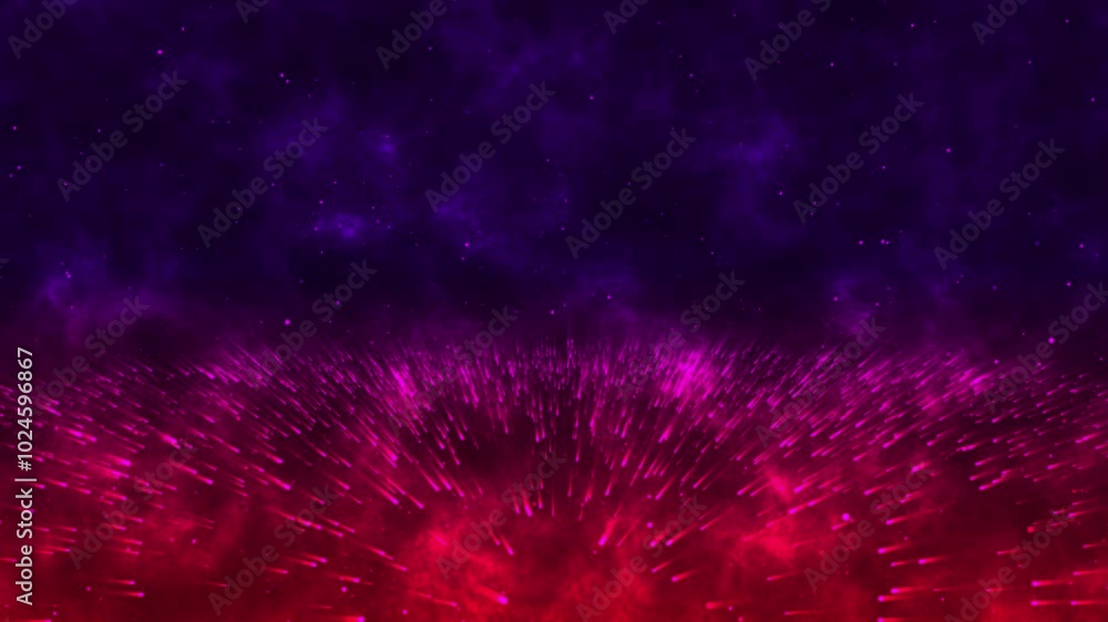 Abstract glowing light ray. Light rays are rotating along the center. Dark red particle field and dark blue sky gradient background. Abstract glowing light ray. Light rays are rotating along the center. Dark red particle field and dark blue sky gradient background.