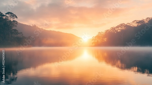 Sunrise Over Tranquil Lake