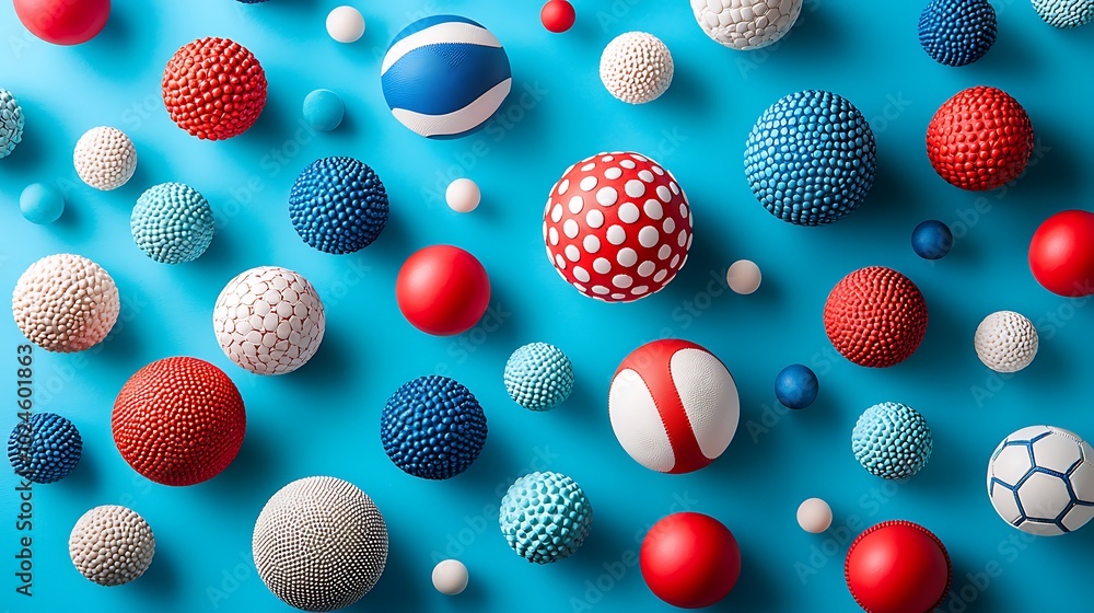 Colorful Abstract Balls Pattern on Blue Background Geometric Shapes Design Texture De Colorful Abstract Balls Pattern on Blue Background Geometric Shapes Design Texture De