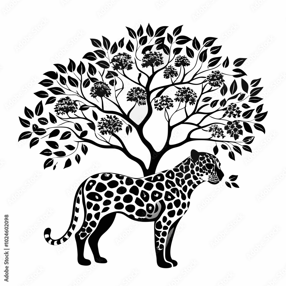 Obraz premium leopard-tree-tree-silhouette