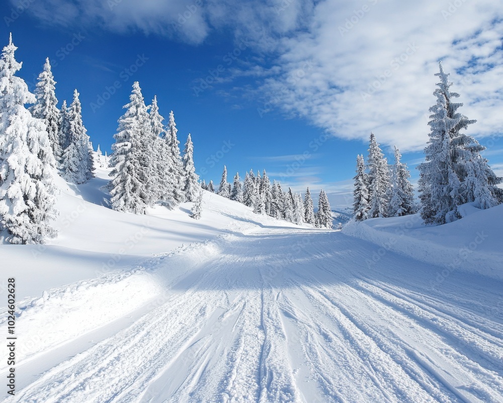 Winter landscape in the forest covered with snow Winter landscape in the forest covered with snow