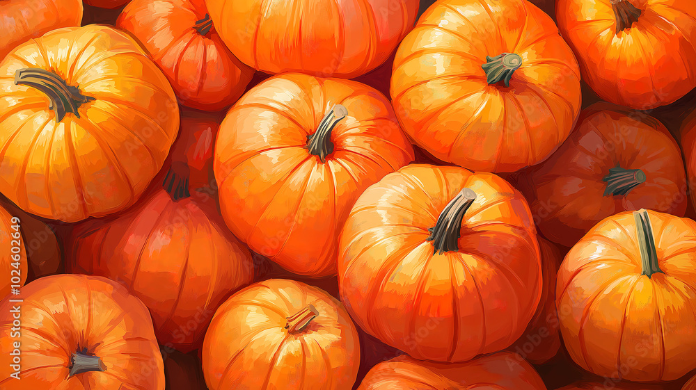 Colorful Background Featuring an Array of Fresh Ripe Pumpkins Colorful Background Featuring an Array of Fresh Ripe Pumpkins