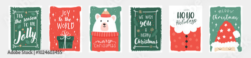 Cute hand drawn gift tags for Christmas, typographic designs and lovely illustrations - vector design
