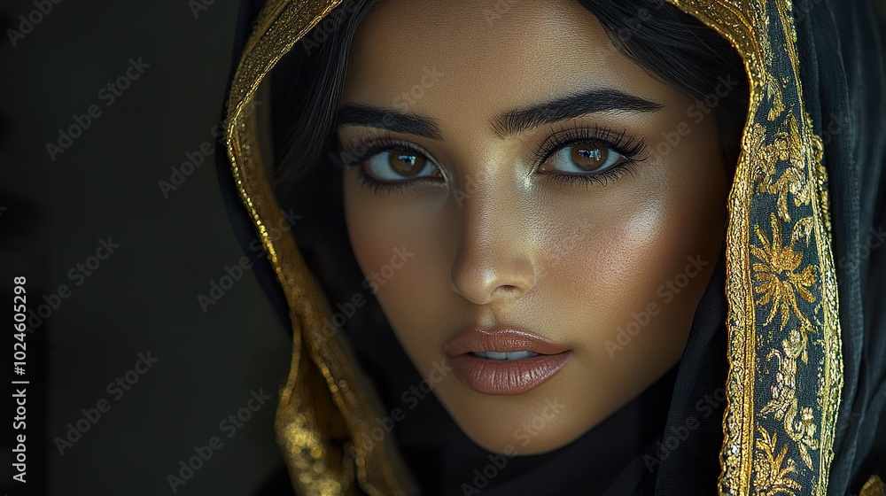 Kuwaiti Woman in Traditional Attire Portrait with Expressive Features Kuwaiti Woman in Traditional Attire Portrait with Expressive Features