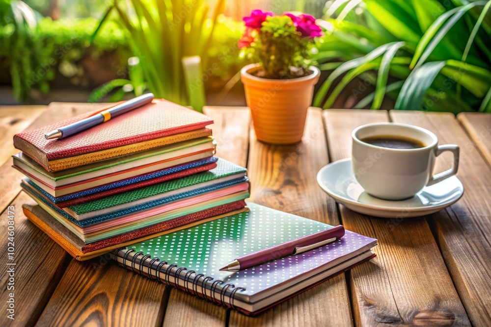 Stylish Notebooks on Table - Perfect Product Photography for Office and Study Settings Stylish Notebooks on Table - Perfect Product Photography for Office and Study Settings