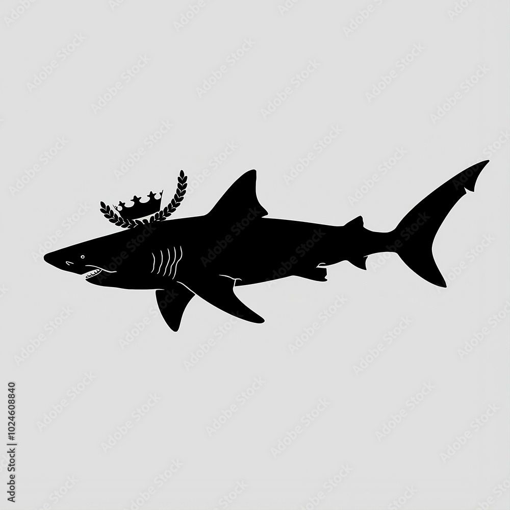 Obraz premium Shark icon Black victor silhouette White background