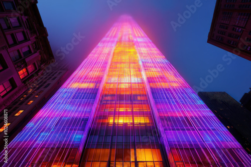 Wallpaper Mural Colorful Lit Skyscraper at Night Torontodigital.ca