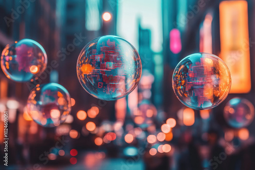 Magical City Bubbles at Dusk photo