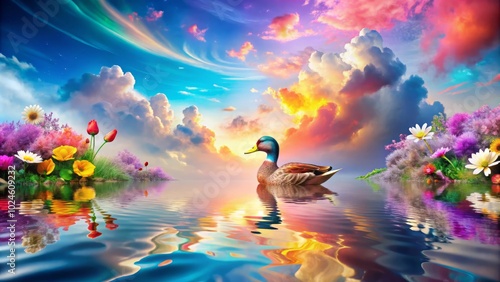 Surreal Canard Imagery: A Dreamlike Exploration of Duck Symbolism in Nature