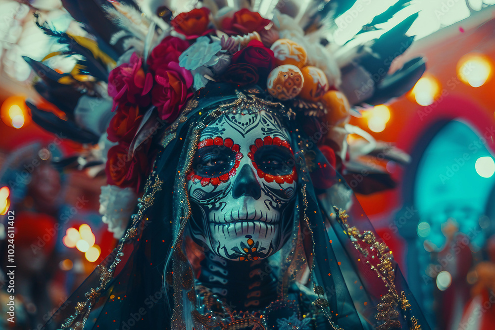 Dia de muertos death day latin ethnic halloween celebration banner, Generative AI Dia de muertos death day latin ethnic halloween celebration banner, Generative AI