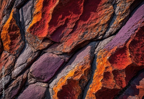 close view vibrant rock textures showcasing natural detail intricate patterns, color, stone, mineral, geology, surface, layers, backdrop, landscape