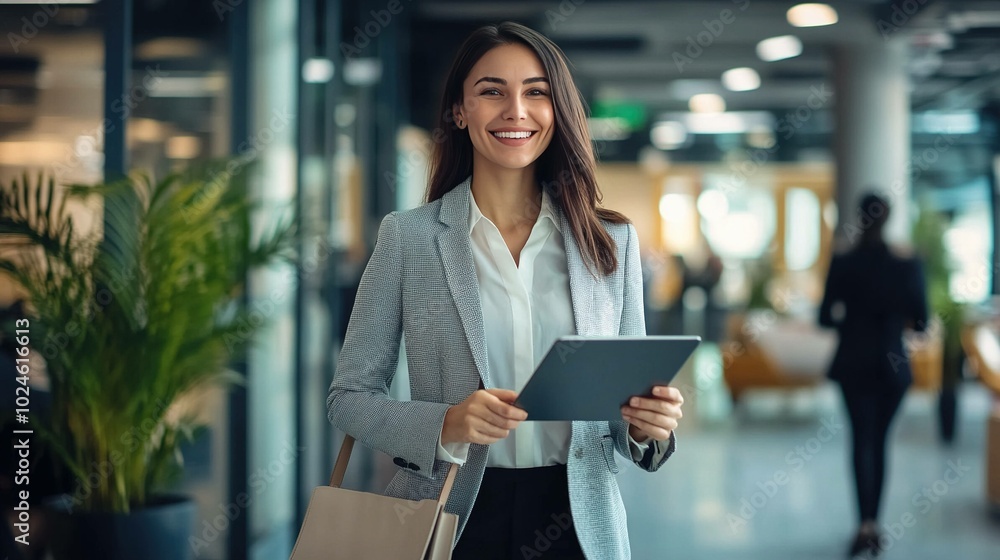 Fototapeta premium business woman in his office hall UHD wallpaper