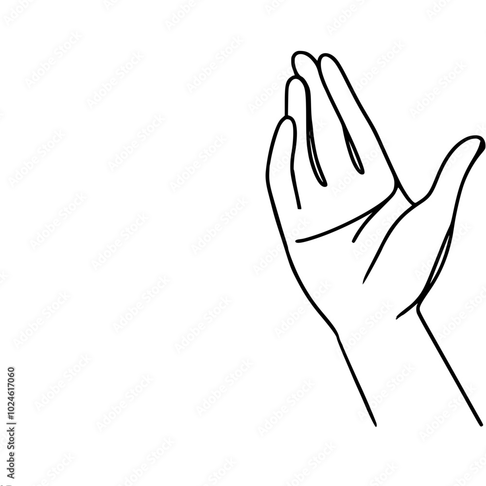 Single line vector drawing of a hand raised freely up Single line vector drawing of a hand raised freely up