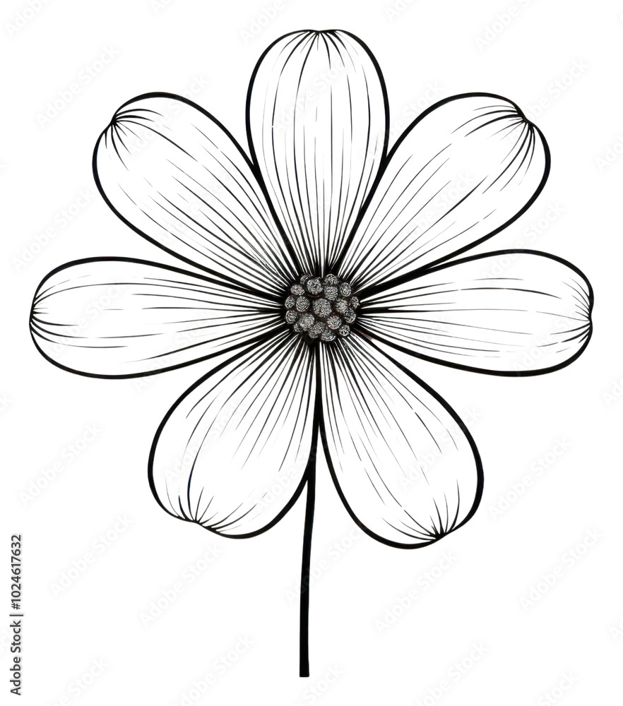 Obraz premium PNG Doodle flower drawing sketch white.