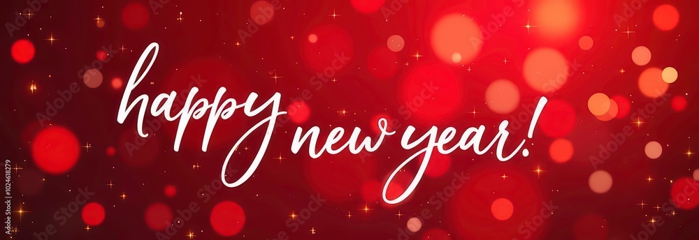 New Year banner with the inscription of Happy New Year on a red festive background New Year banner with the inscription of Happy New Year on a red festive background