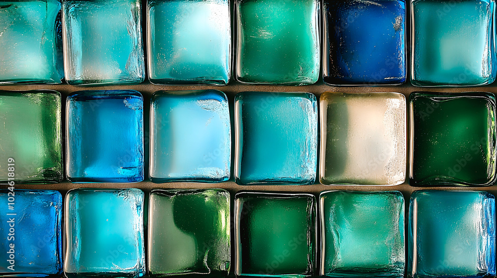 Mur de briques en verre coloré Mur de briques en verre coloré