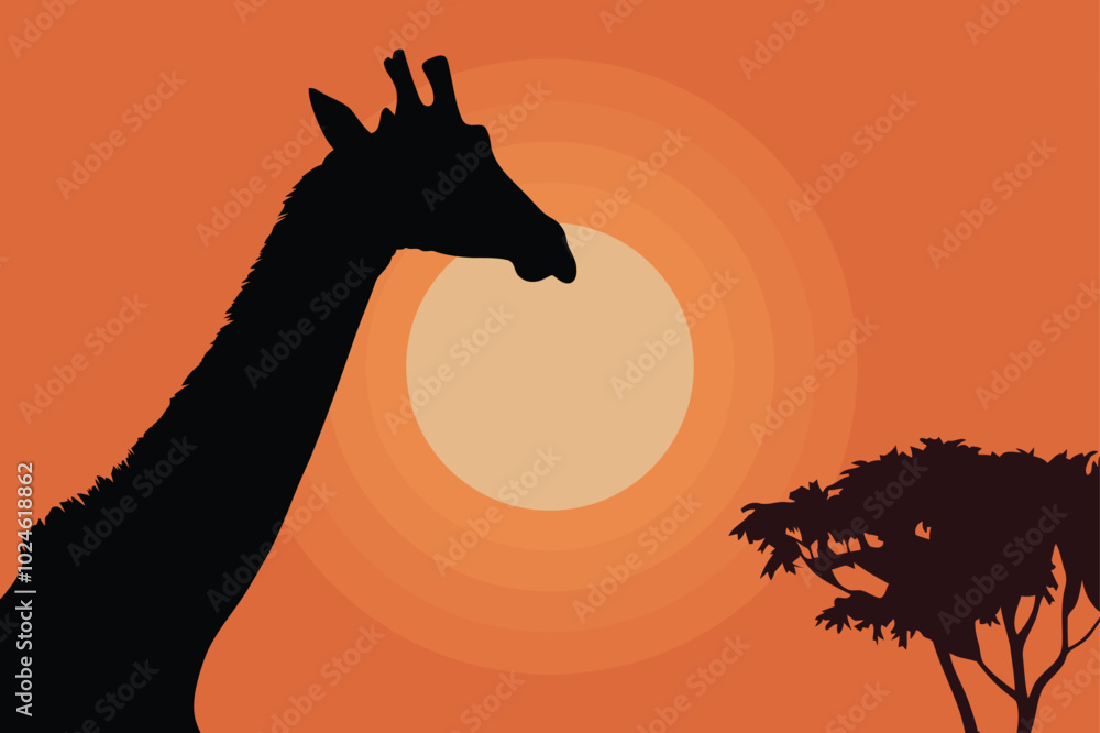 Naklejka premium Giraffe vector silhouette design