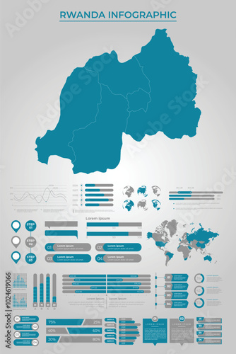 RWANDA Map Template with Business Infographic Elements photo