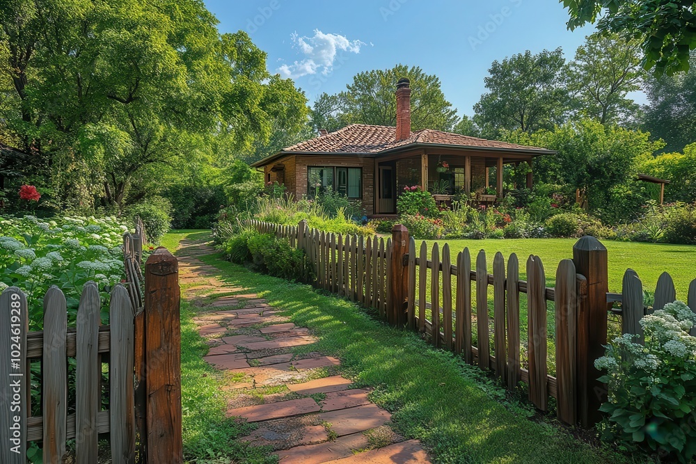 welcoming home featuring a charming wooden fence on a bright sunny day with lush greenery surrounding the property creating a perfect picture of suburban bliss welcoming home featuring a charming wooden fence on a bright sunny day with lush greenery surrounding the property creating a perfect picture of suburban bliss
