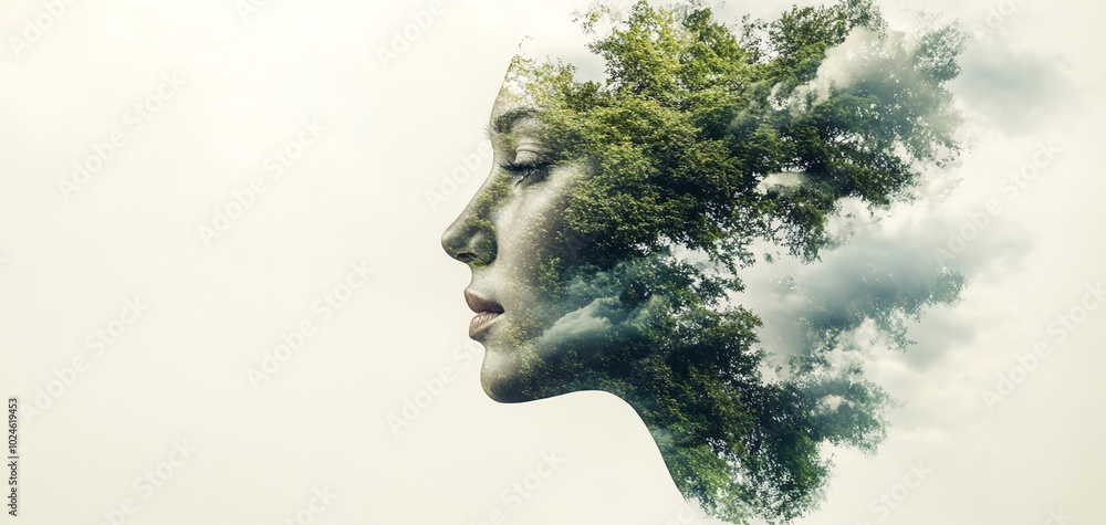Woman's face with tree overlay Woman's face with tree overlay