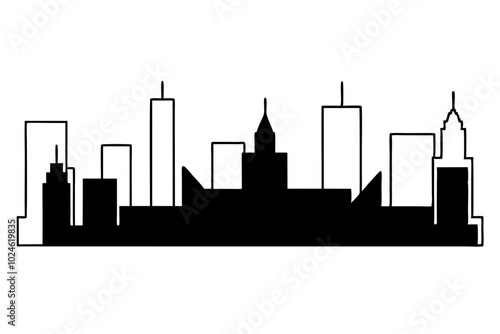 Cityscape | vector silhouette illustration on white background