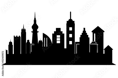 Cityscape | vector silhouette illustration on white background