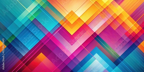 Abstract geometric pattern with overlapping squares and stripes in vibrant colors