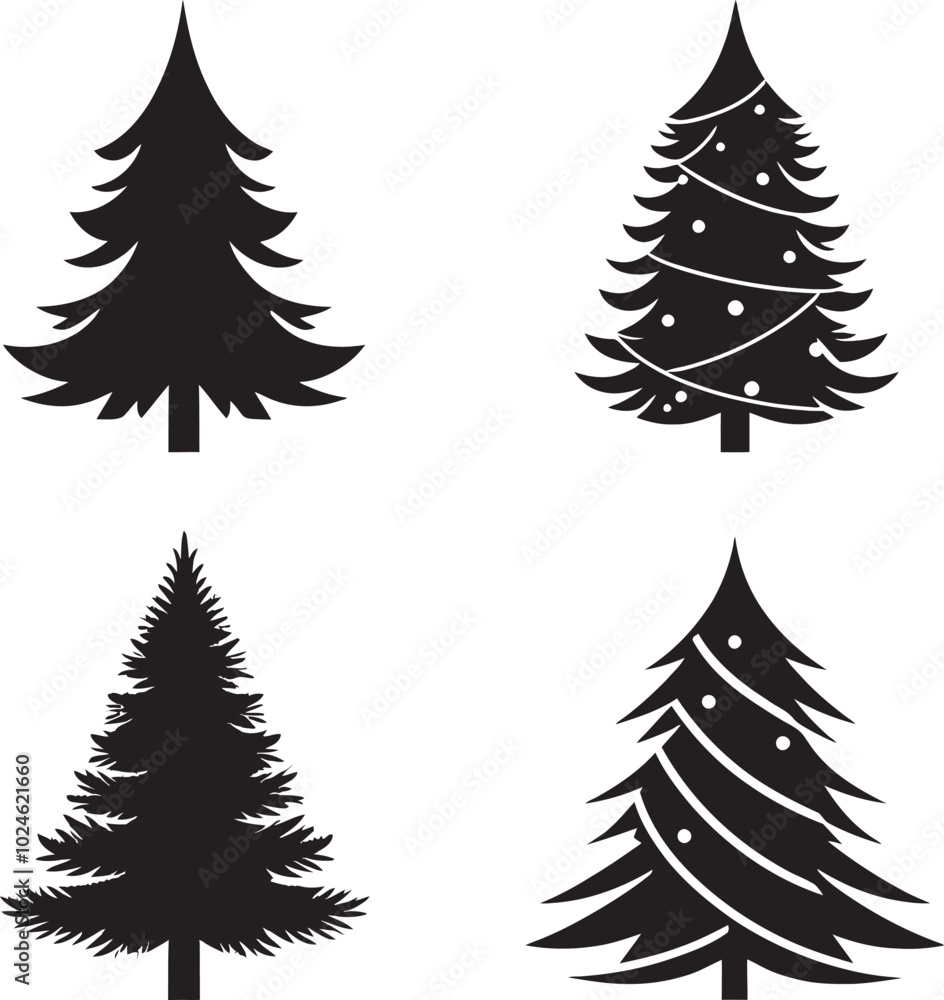 Fototapeta premium Christmas and Winter element Collection Vector Silhouette
