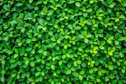 Small green leaves foliage texture background pattern from low angle