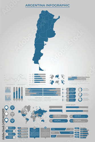 ARGENTINA Map Template with Business Infographic Elements