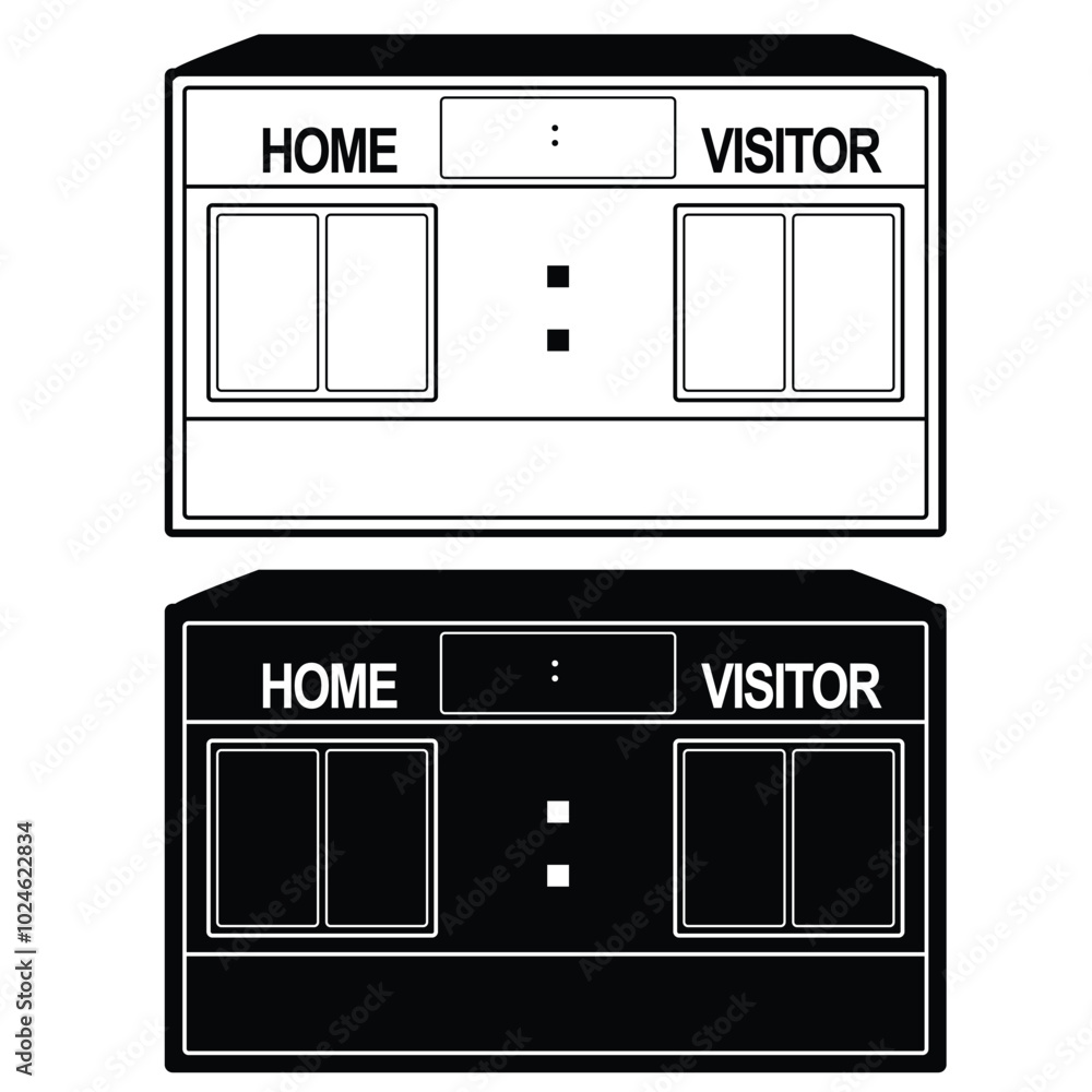Black and white scoreboard design. Concept graphic sport element Black and white scoreboard design. Concept graphic sport element
