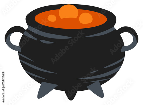 Cauldron boiling witch pot. Halloween. Colored HD illustration SVG format vector graphic, editable 5 colors